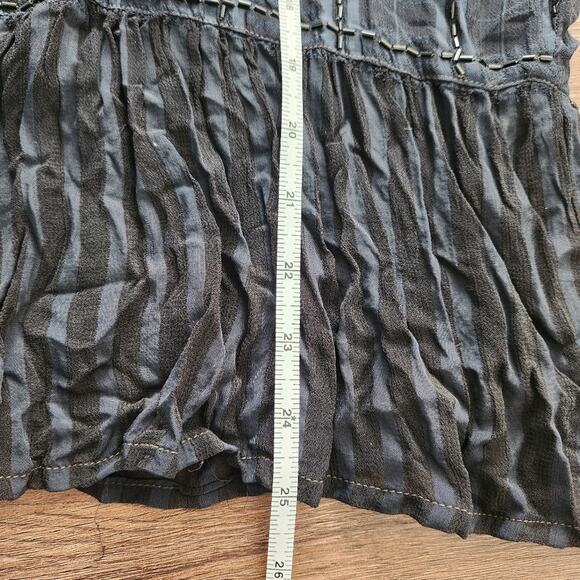 Agapo Collection Vintage Beaded Sheer Button Down Shirt Blouse Navy Retro Artsy - Picture 7 of 8